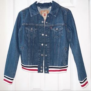 Levi’s Rib Knit Trim Denim Snap Button Jacket XS